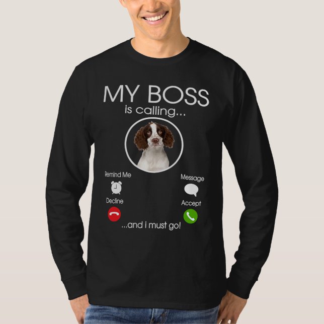 Camiseta English Springer Spaniel My Boss (Anverso)