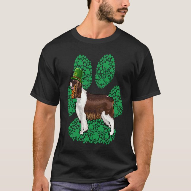 Camiseta English Springer Spaniel St Patricks Day Shamrock  (Anverso)