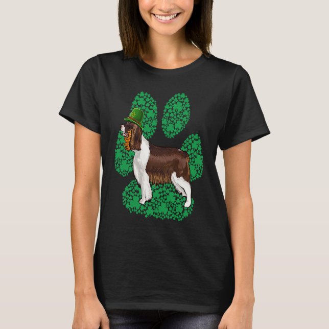 Camiseta English Springer Spaniel St Patricks Day Shamrock  (Anverso)