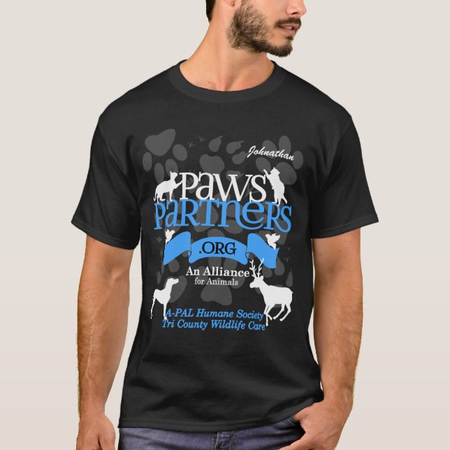 Camiseta engranaje del logotipo de PawsPartners.org (Anverso)