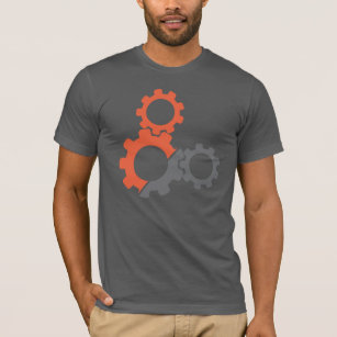 Camiseta Engranajes de la bici, naranja y diseño gris