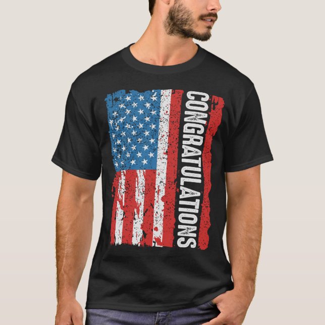 Camiseta Enhorabuena Bandera estadounidense Trump (Anverso)