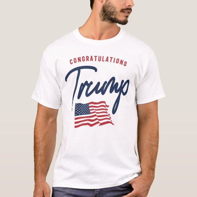 Camiseta Enhorabuena Bandera estadounidense Trump (Anverso)
