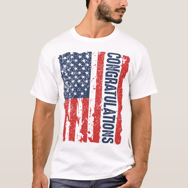 Camiseta Enhorabuena Bandera estadounidense Trump (Anverso)