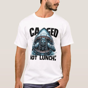 Camiseta Enjaulado, No Almuerzo   Diver en jaula de tiburón