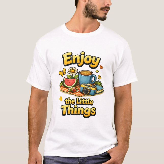 Camiseta Enjoy the Little Things Cozy Picnic Illustration. (Anverso)