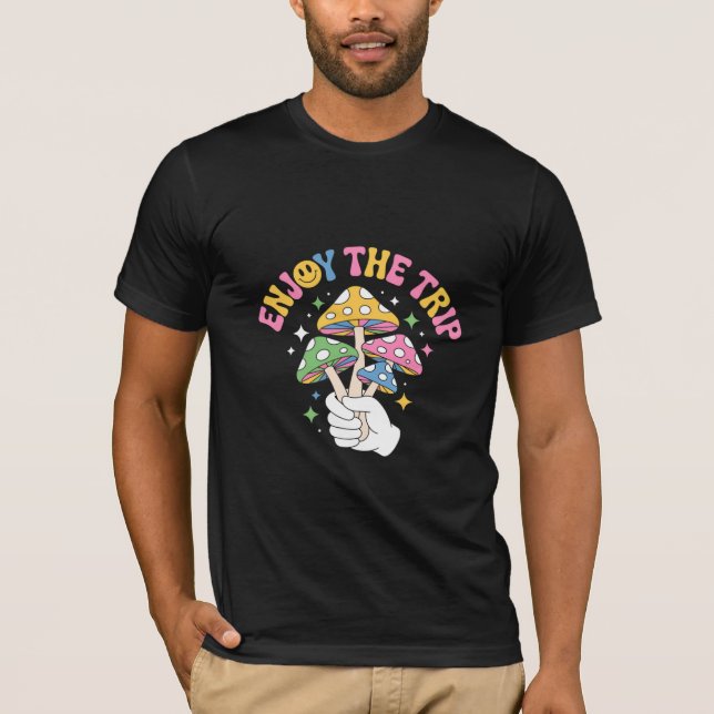Camiseta Enjoy the Trip – Psychedelic Mushroom Retro (Anverso)