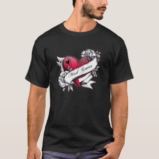 Camiseta enojada del corazón del tatuaje del genio