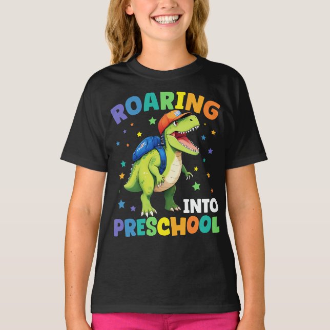 Camiseta Enorme Dinosaurio Preescolar Para Volver A La Escu (Anverso)