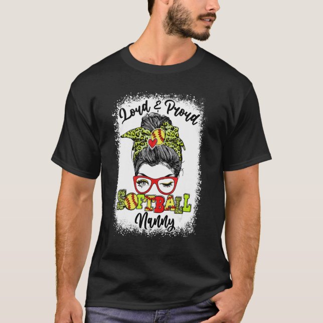 Camiseta Enorme Y Orgullosa Noñera De Softbol Messy Bun Ble (Anverso)