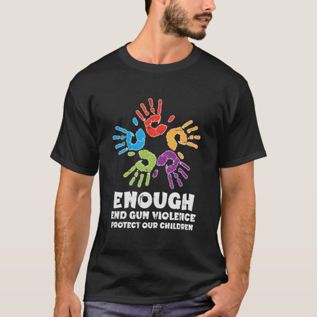 Camiseta Enough End Gun Violence Protect Our Children Orang (Anverso)