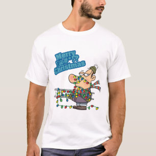 Camiseta enredado en luces alegre personalizado de navidade