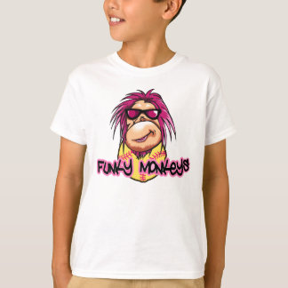 Camiseta enrrollada de los niños de los monos