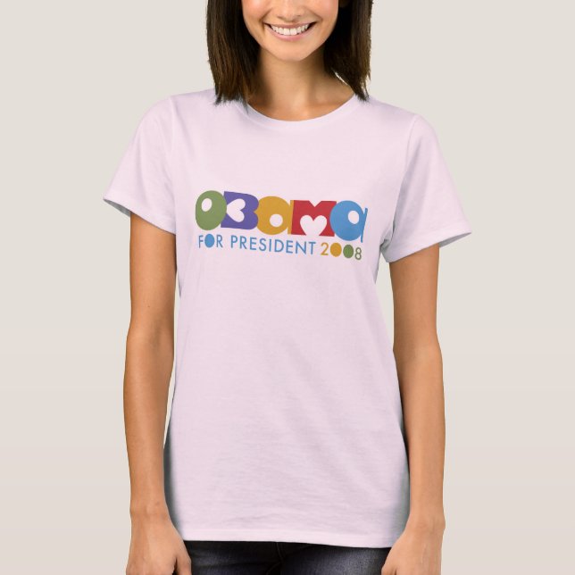 Camiseta enrrollada del corazón de Obama (Anverso)
