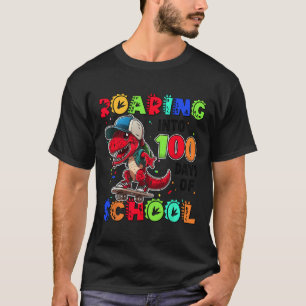 Camiseta Enrutamiento En 100 Días Escolares Dino T-rex Skat