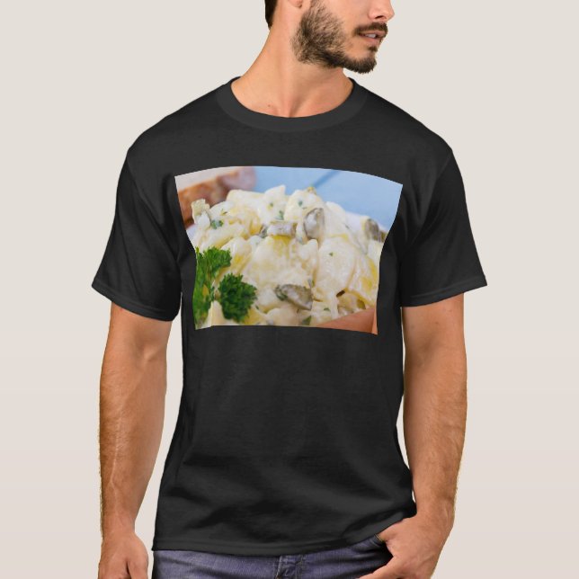 Camiseta Ensalada de patata con salchicha y mostaza (Anverso)