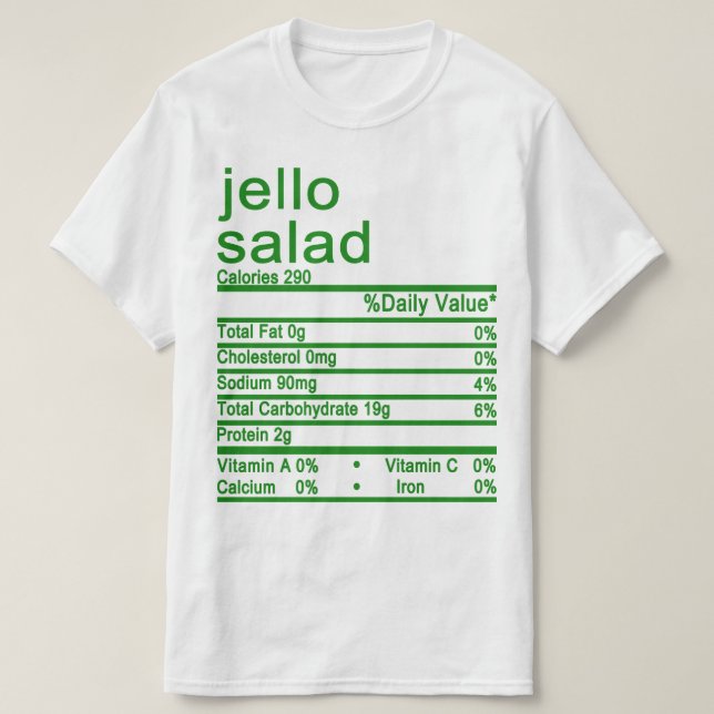 Camiseta ensalada jello Nutrición Etiqueta de los hechos (Diseño del anverso)