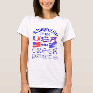 Camiseta Ensamblado en EE. UU. Con Piezas Griegas Para Muje