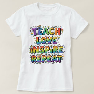 Camiseta Enseña Ama Inspira Repite Agradecimiento a los Mae