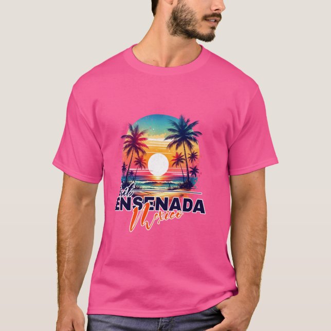 Camiseta Ensenada México Sunset Beach Palm Tree Souvenir (Anverso)