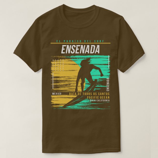 Camiseta Ensenada México Vintage Surfer Beach (Diseño del anverso)