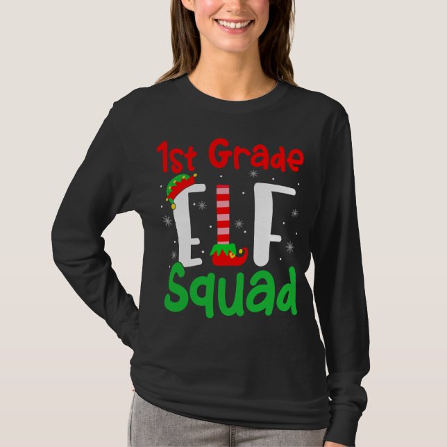Camiseta Enseñan a Navidades divertidos de grado ELF Squad (Anverso)