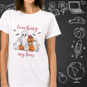 Camiseta Enseñando a mis duendes profesora de Halloween ros
