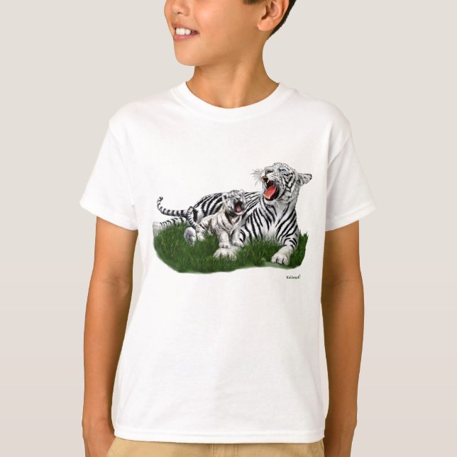 Camiseta Enseñando a su cachorro a rugir (Anverso)