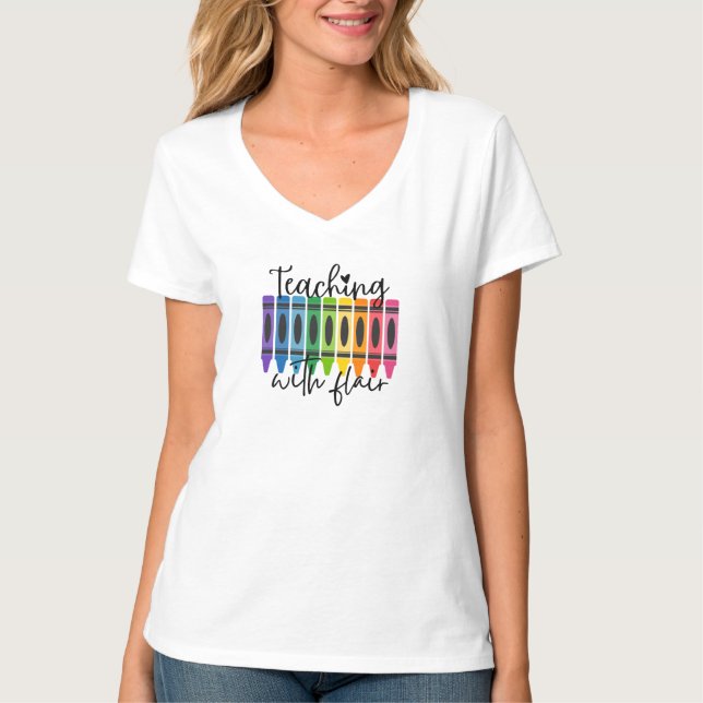 Camiseta Enseñando con lápices de colores para profesores (Anverso)
