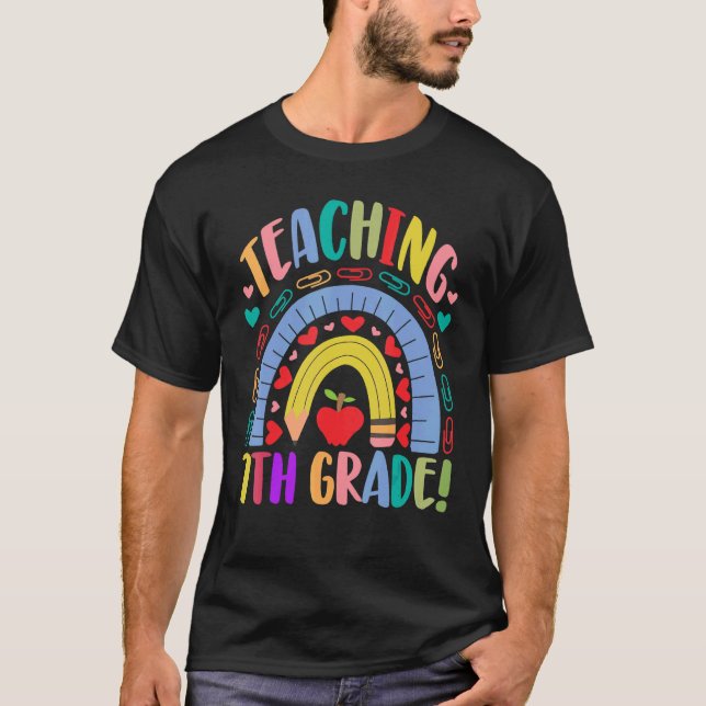 Camiseta Enseñando escuela de séptimo grado Rainbow Acedami (Anverso)