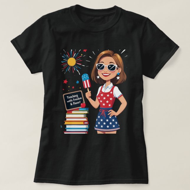 Camiseta Enseñanza con Libertad y Sabor - 4 de julio Profes (Diseño del anverso)