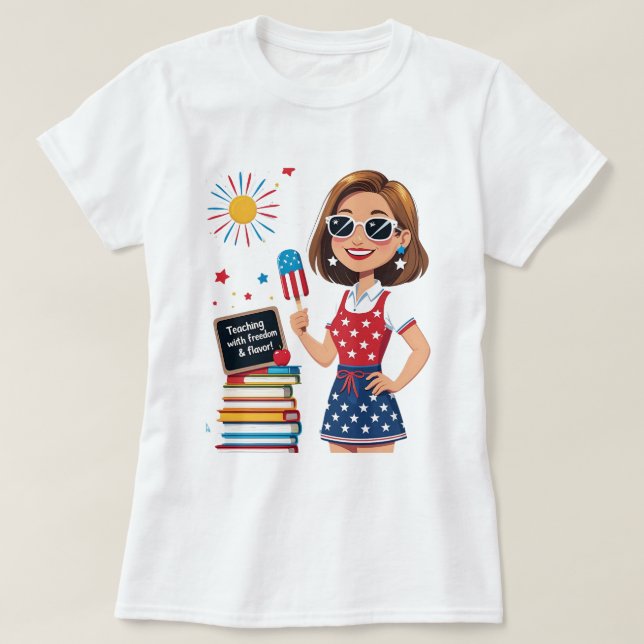 Camiseta Enseñanza con Libertad y Sabor - 4 de julio Profes (Diseño del anverso)