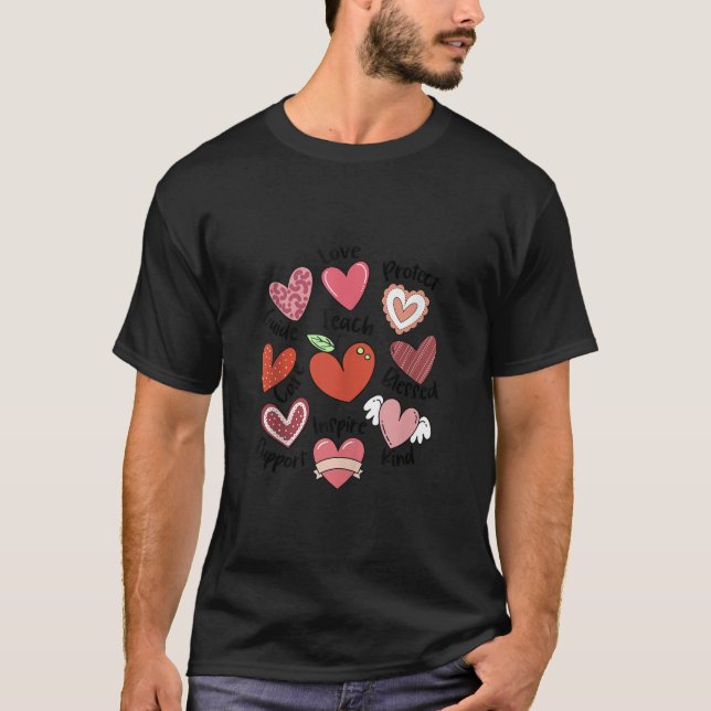 Camiseta Enseñanza de amor inspira corazones dulces curados (Anverso)