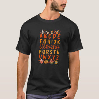 Camiseta Enseñanza de Halloween, Elemeno Alpahbet