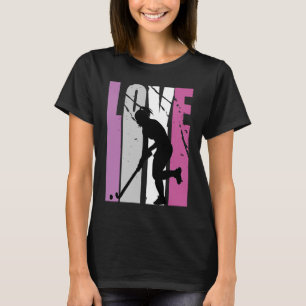 Camiseta Enseñanza de hockey sobre amor en vivo Retro Rosa 