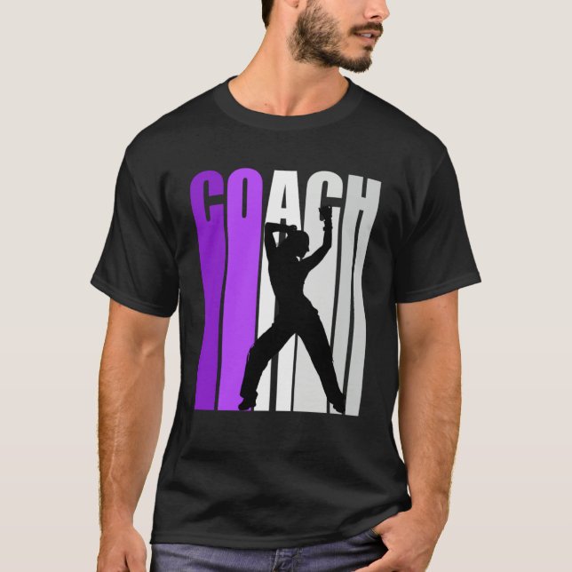 Camiseta Enseñanza de instructores de danza morada retro (Anverso)