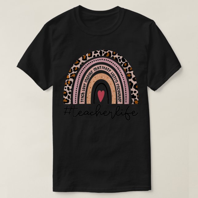 Camiseta Enseñanza de la vida del profesora Boho Leopard Ra (Diseño del anverso)