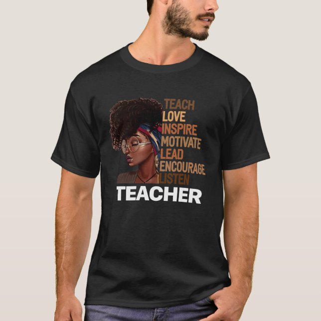 Camiseta Enseñanza de Melanin Afro para profesores motivado (Anverso)