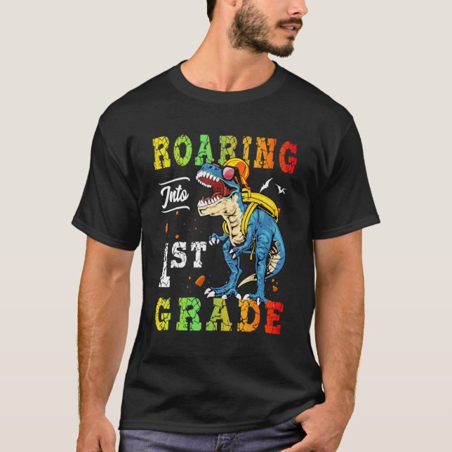 Camiseta Enseñanza de primer grado de dinosaurio pre K (Anverso)