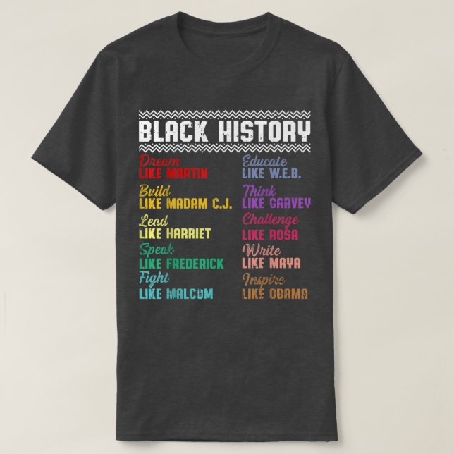 Camiseta Enseñar a los líderes de la historia negra el mes  (Diseño del anverso)
