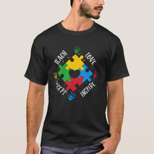 Camiseta Enseñar aceptar amor inspira autismo a las mujeres