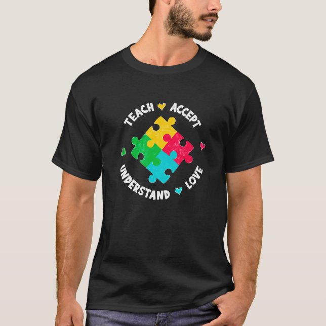 Camiseta Enseñar aceptar entender amor profesor autismo gal (Anverso)
