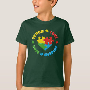 Camiseta Enseñar Amor Esperanza Inspira Autismo Conciencia