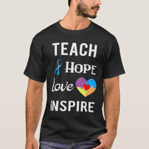 Camiseta Enseñar Amor Esperanza Inspira Autismo Conciencia