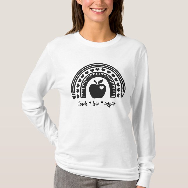 Camiseta Enseñar amor inspira al maestro Arcoiris Apple (Anverso)