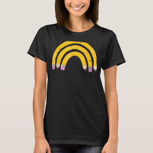 Camiseta Enseñar amor inspira al profesor de lápiz arcoiris (Anverso)