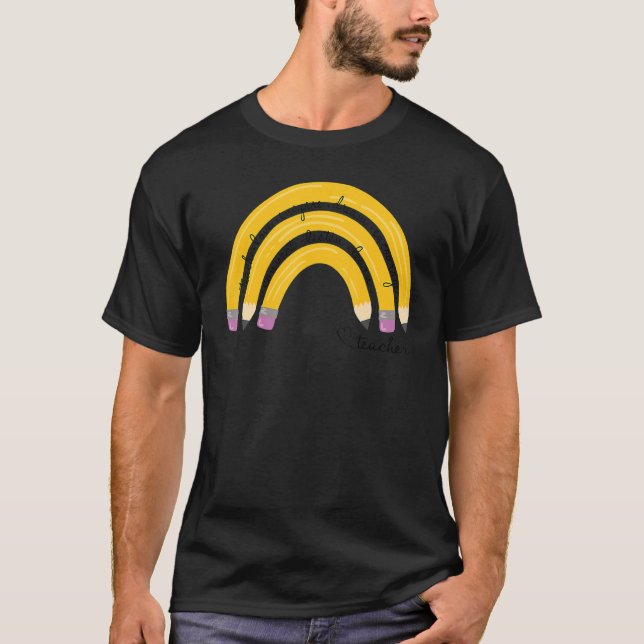 Camiseta Enseñar amor inspira al profesor de lápiz arcoiris (Anverso)