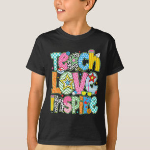 Camiseta Enseñar Amor Inspirar Regreso a la Escuela Maestro