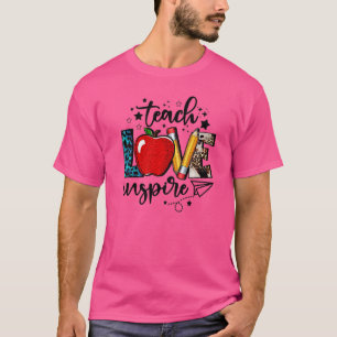 Camiseta Enseñar Amor Inspire Lápiz Apple Leopardo De Nuevo