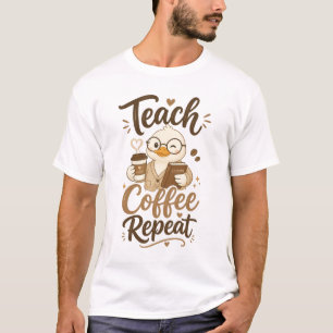 Camiseta Enseñar Café Repetir Diseño de Pato Lindo